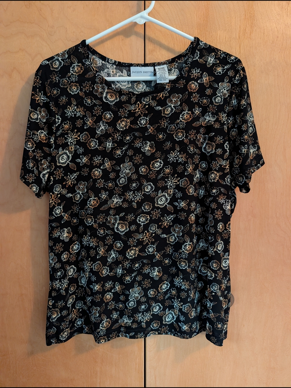 Jaclyn Smith XL Black Floral Short-Sleeve Women's Top